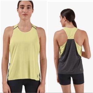 On Running Tank T Top Yellow and Charcoal Size M